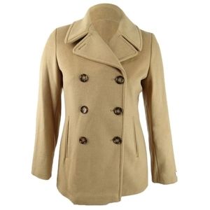 Calvin Klein Women's Wool-Cashmere Double-Breasted Camel Peacoat